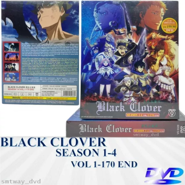 Black Clover Season 1-4 episodes 1-170 Complete Set DVD 