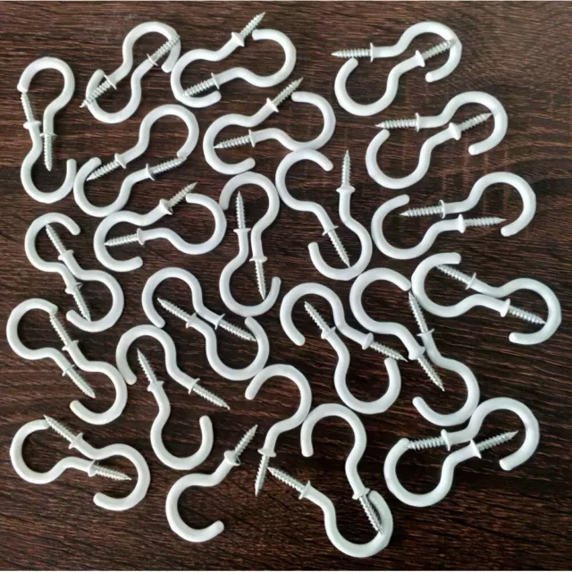 40 PCS Utility 1-1/2 inch Steel Screw Mount Cup Hooks Plant Hanger with Coating