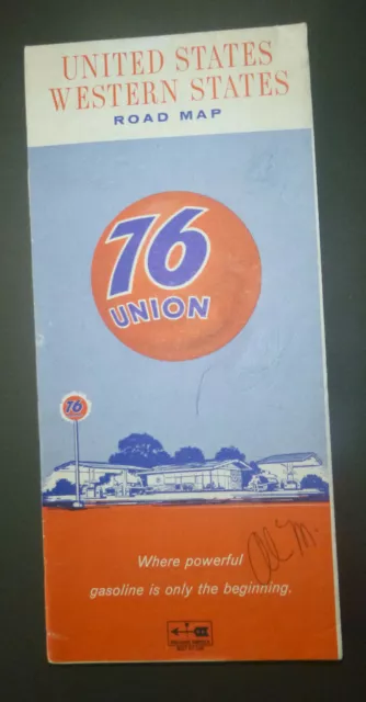 1967 United States  road map Union 76  oil gas Western States