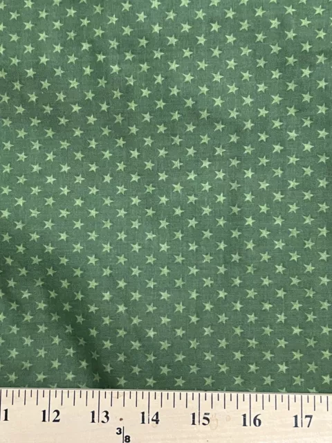 Vintage quilting fabric 1 yard green light green stars Anderson for VIP Cranston