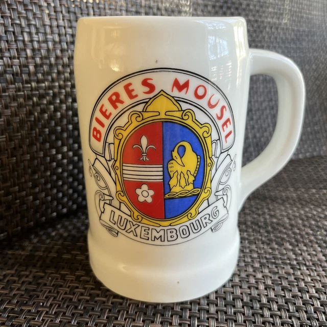 Mousel Luxembourg, Beer Stein Vintage Porcelain Mousel Luxembourg, Beer Stein Vintage Porcelain