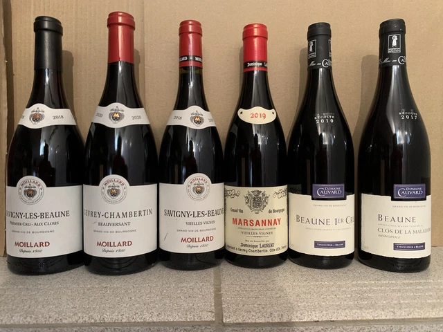 Lot 6 bouteilles Gevrey Chambertin Beaune 1er cru Savigny les Beaune Marsannay