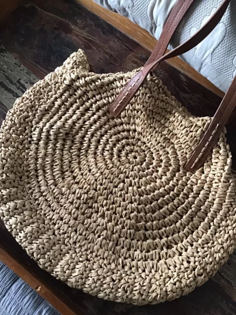 Laura Jones paper Weave / Straw Style Boho Tote