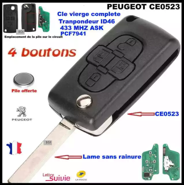 Coque Plip Clé Pour Peugeot 406/406 BREAK/406 COUPE/607/806 envoi