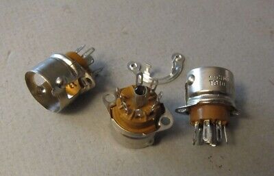3 Vintage NOS Cinch 7-pin Vacuum Tube Sockets, TS102P01 Shield lot B7