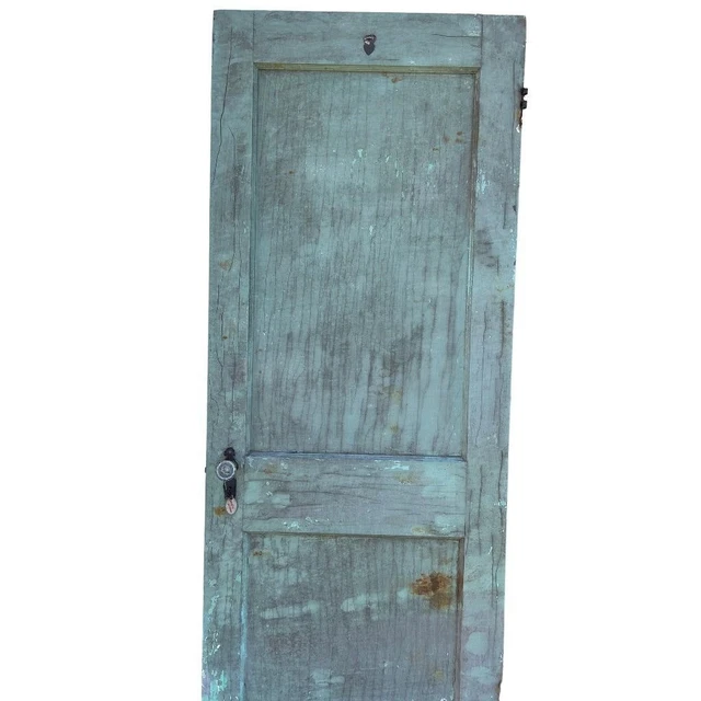 Antique 2 Panel Solid Wood Door Architectural Salvage 78"h x 29 3/4"w Green