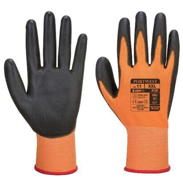 Guantes de palma de PU para juego Portwest A120 - paquete de 12 X-naranja pequeña X-naranja pequeña trabajo