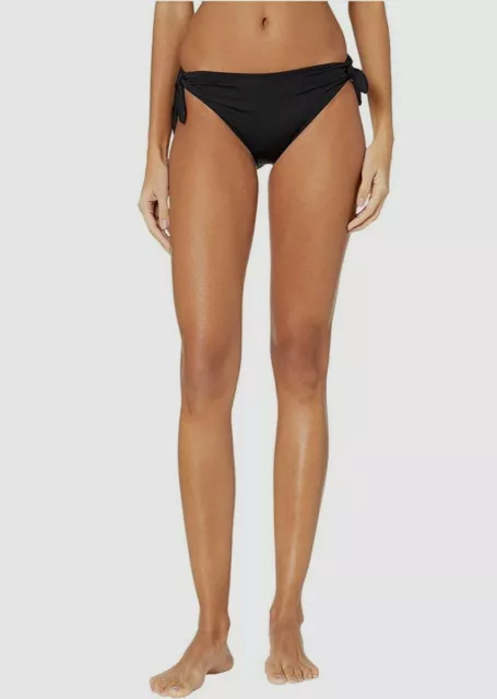 $105 Vitamin A Womens Black Solid Side Tie Tracy Bikini Bottom Swimwear Size M/8