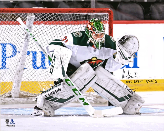 Kaapo Kahkonen Wild Signed 16x20 In Net Photo 1st NHL Shutout 1/22/21 LE/34