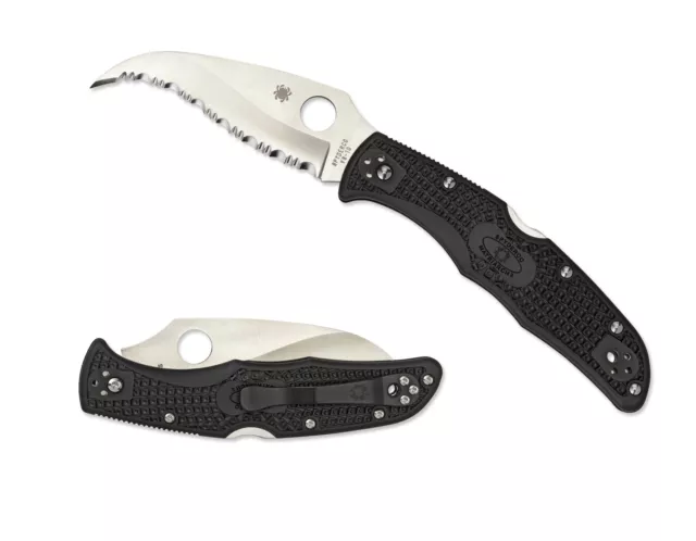 Spyderco Matriarch 2 Folding Knife C12SBK2 Satin Serrated VG-10 Blade Black FRN