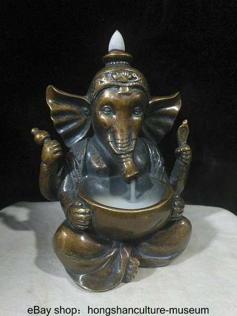 6.2 " Old Tibet Buddhism Bronze Ganesh Lord Ganesha Elephant God Buddha Censer
