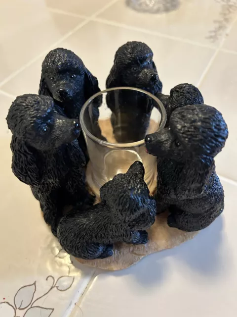 Black PoodleCircle Votive Candle Holder/Home Decor/Candle Art/Dog Decor/Vintage/