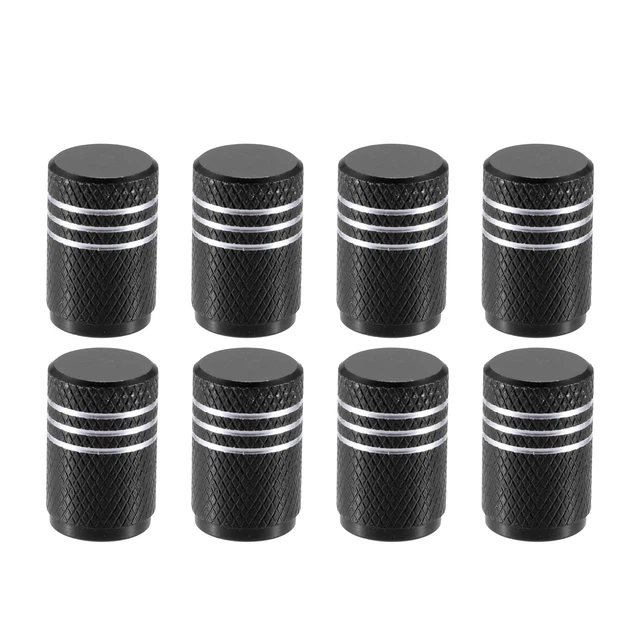 8uds Negro Coche Neumático Válvula Vástago Tapa con Goma Sello Aluminio Aleación