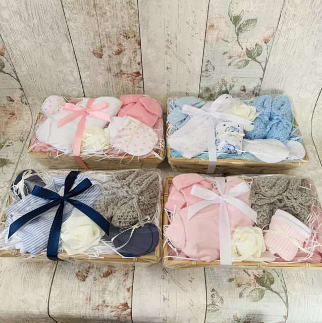 Pink Or Blue New Baby Mini Hamper Boy Girl Baby Shower Mum Gift Small Basket