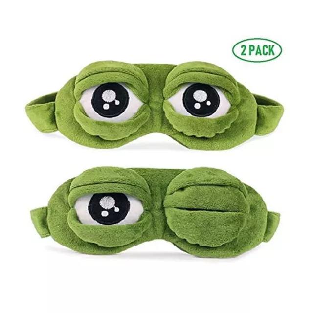 2X Frosch Augenmaske Blackout Brille, Plüsch Schlafmasken für Erwachsene Kinder