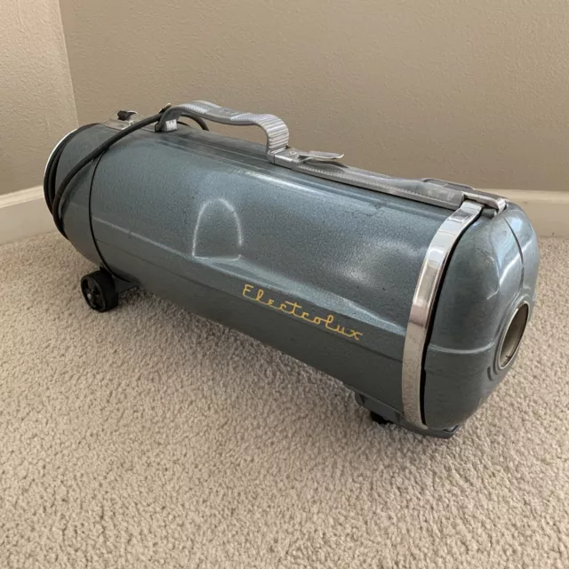 Vintage Electrolux Model E Canister Vacuum Blue. Tested Working Lots Of Suction Vintage Electrolux Model E Canister Vacuum Blue. Tested Working Lots Of Suction