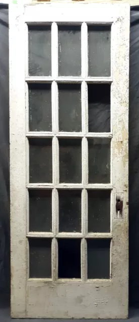 30"x84" Antique Vintage Old Wood Wooden Exterior French Door 15 Windows Glass
