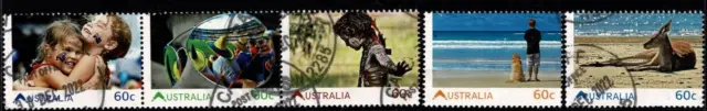 2011 Living Australia Sheet Stamps, Strip of 3 & 2 Singles Set of 5 all Used.