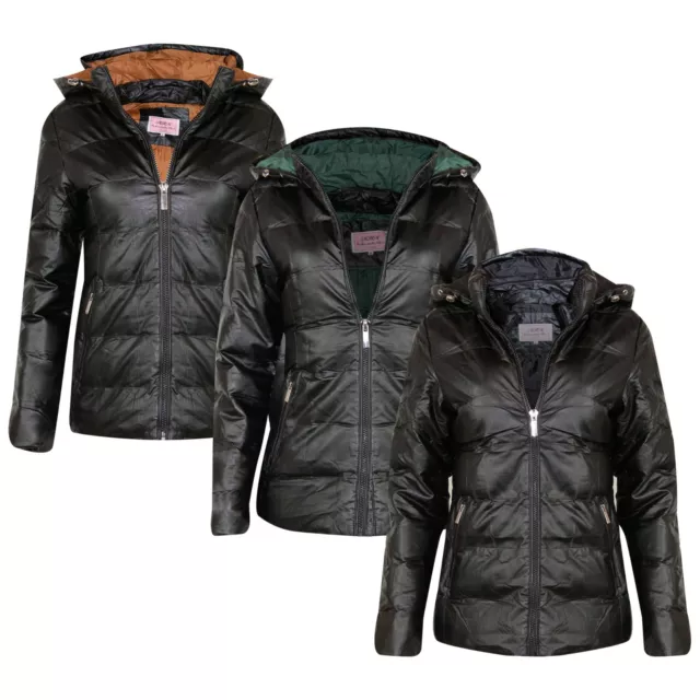 New Womens Ladies BLACK Quilted Winter Designer Coat Puffer Hooded Jacket Parka