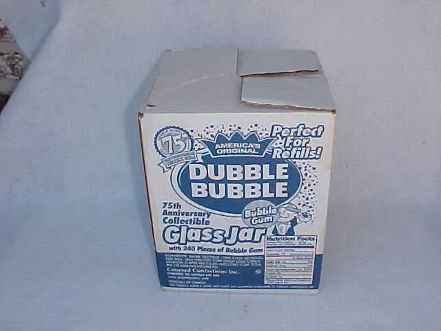 Vintage 1980's Dubble Bubble Gum Jar w/ Box, Tom's Peanut Lance Store Gordon's