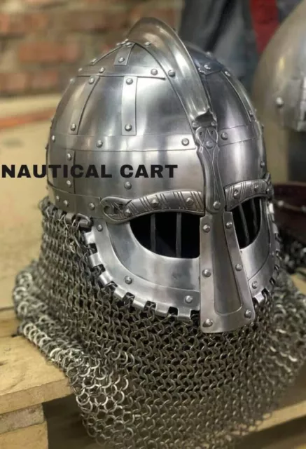 SCA/ LARP Best Medieval Steel Viking Vendel Helmet With Chainmail Decorative New