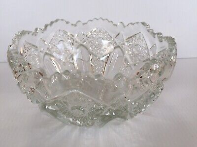 Antique American ABP Cut Glass Crystal Bowl Saw Tooth