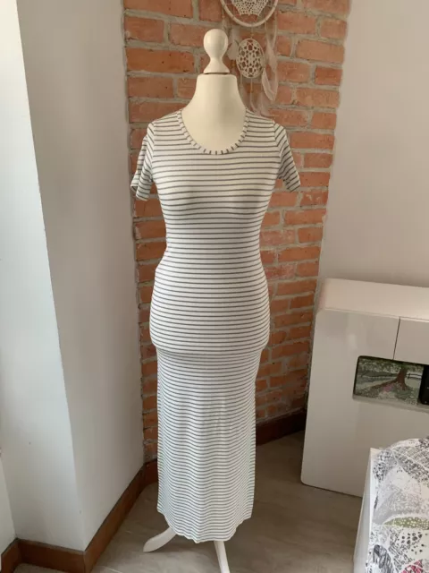 Robe longue blanche à rayures argent Lily Bab Taille S/M parfait état !