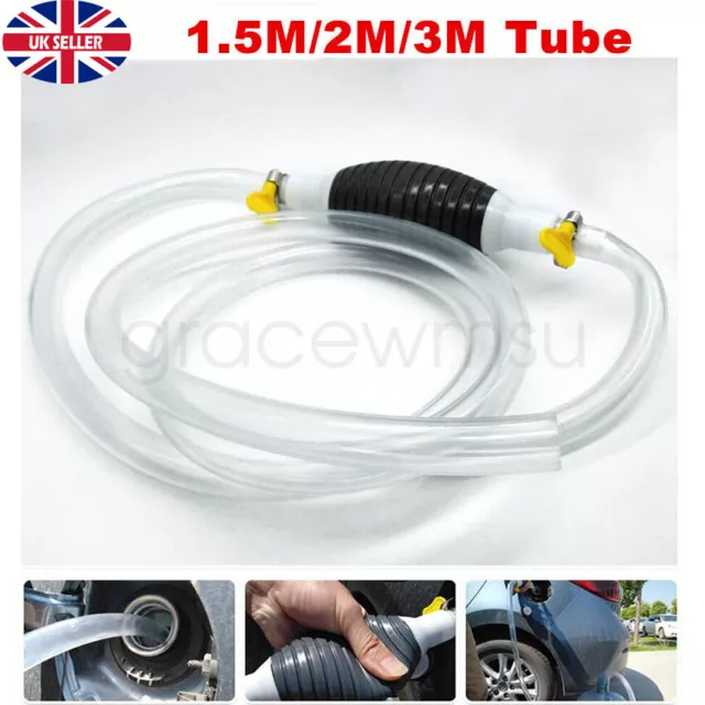 Hand Siphon Pump Car Manual Fuel Tank Suction Oil Sucker Liquid Transfer 1.5/2M