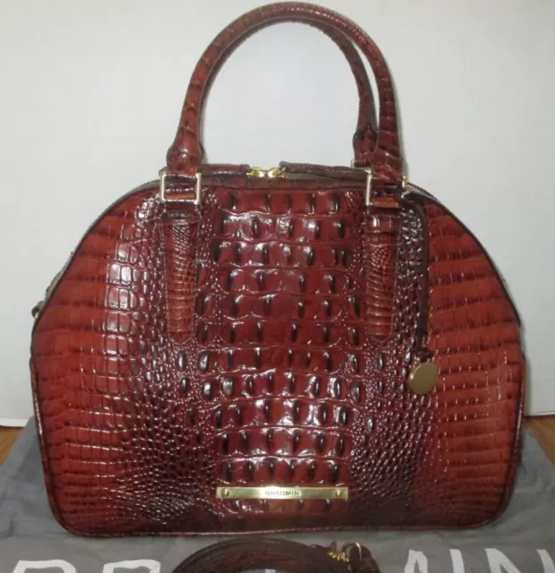 Brahmin Hudson PECAN Croc Embossed Leather Satchel - NWT