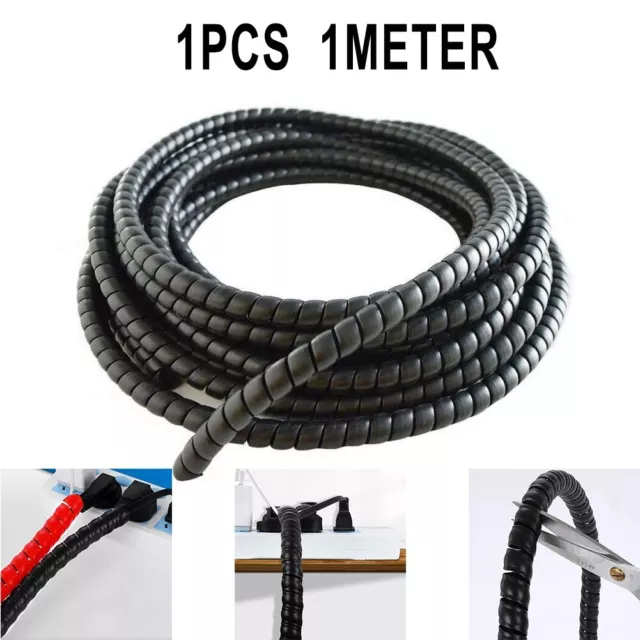 Black Hydraulic Hose Guard /Cable Protection /Spiral Wrap 1m ID 8-12mm AU Stock