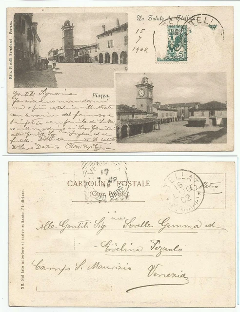 FERRARA (0224) - Un Saluto da STELLATA Piazza (vedute) - Fp/Vg 1902
