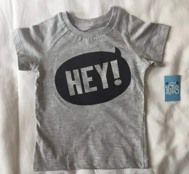 T-shirt grigia playtime bambini 12-18 mesi hey slogan bambini piccoli