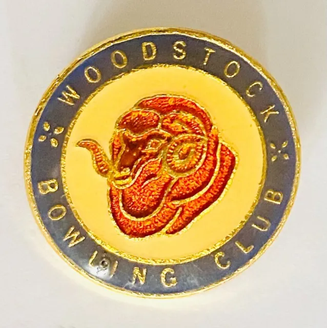 Woodstock Bowling Club Badge Pin Rare Vintage (L2)