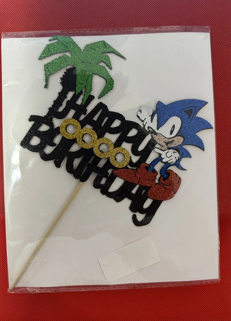 Sonic Party Supplies Cake & Cupcake Toppers,  Happy Birthday Banner Invite Cards
