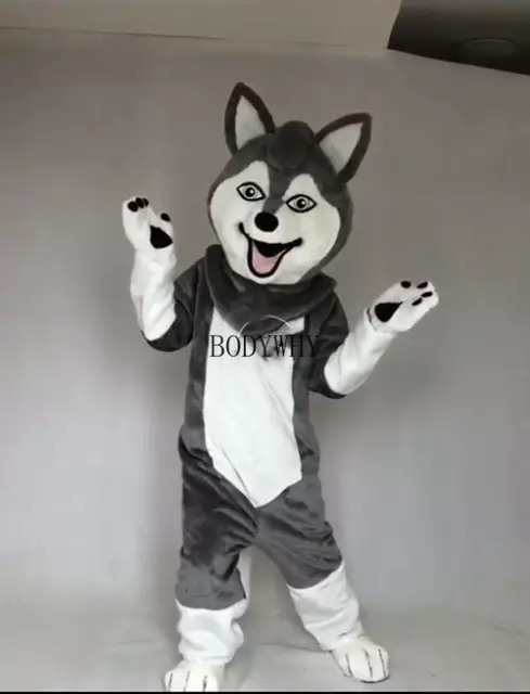 Grey Wolf Dog Mascot Costume Suits Cosplay Party Dress Outfits Carnival Fursuit