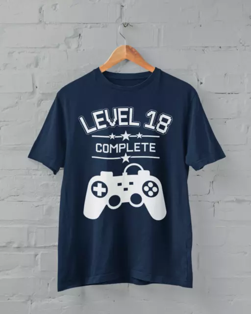 Divertente T-shirt 18° compleanno livello 18 completa a tema giocatore idea regalo gioco