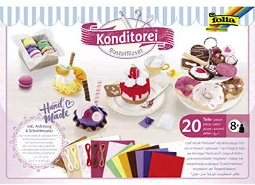 folia Bastelfilz Set " Konditorei ", 20-teilig, Bastelset aus Filz