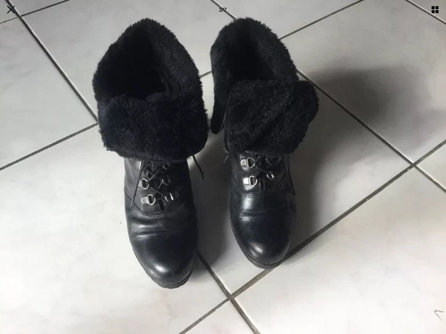 Bottines fourrées REQINS pointure 40 cuir noir tres bon etat 2