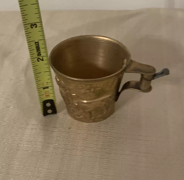 Vintage Replica Ancient Greek Vapheio Cup Gold color Hand Made Bull Cup 2” tall 2