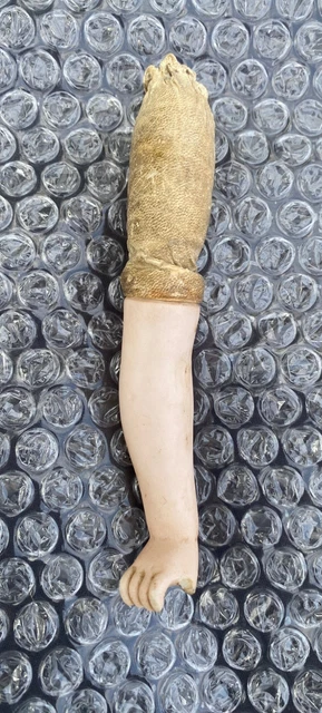 Ancien Bras De Poupée En Biscuit Et Cuir - France Fin XIXème
