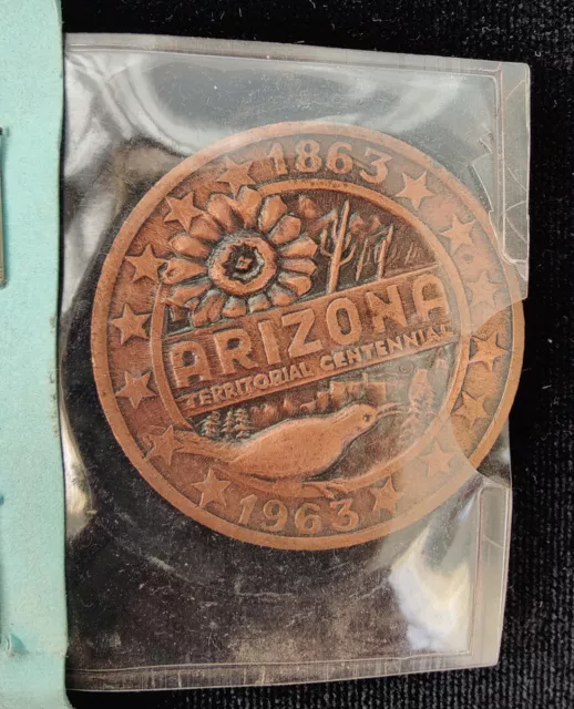 1963 Arizona Territory 100th Anniversary Copper Medallion 1863-1963 3