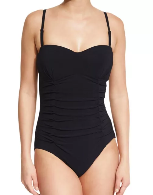 Profile Gottex Black Origami Bandeau One Piece Maillot Size 6 Swimsuit NWT $128 2