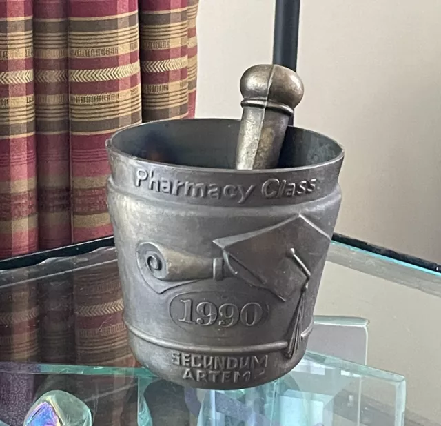 Schering Latón Mortar & Pestle Pharmacy Clase 1990 Excepto