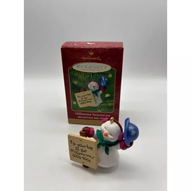 Hallmark 2000 Millennium Snowman Christmas Ornament in Box