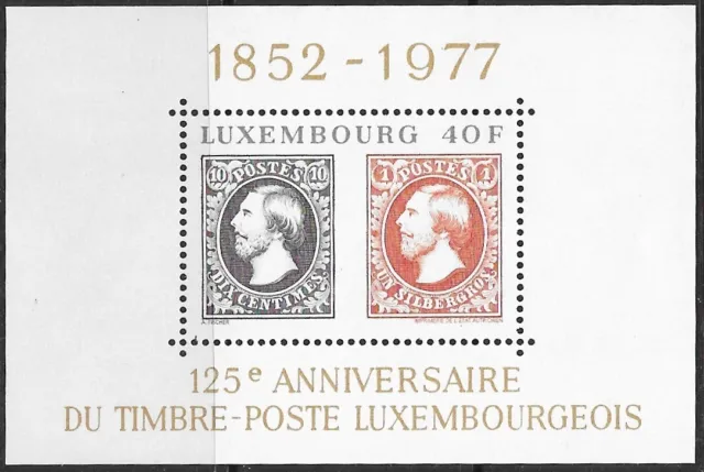 1977 Luxembourg miniature sheet 125th anniv. of Luxembourg postage stamps in MNH