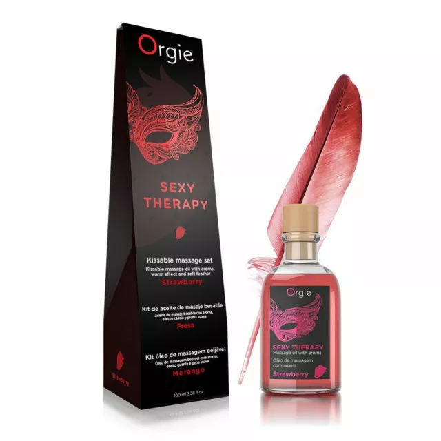 Orgie Lips Massage Oil Kit Strawberry Natural Body Sensual Erotic Sexy Therapy