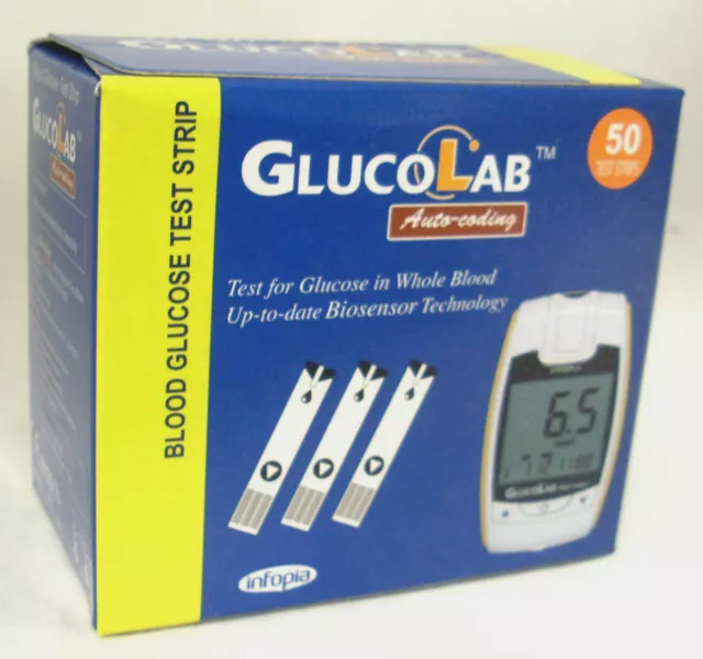 Glucolab Glucosa en la Sangre Diabético Prueba Tiras Reactivas - Caja De 50