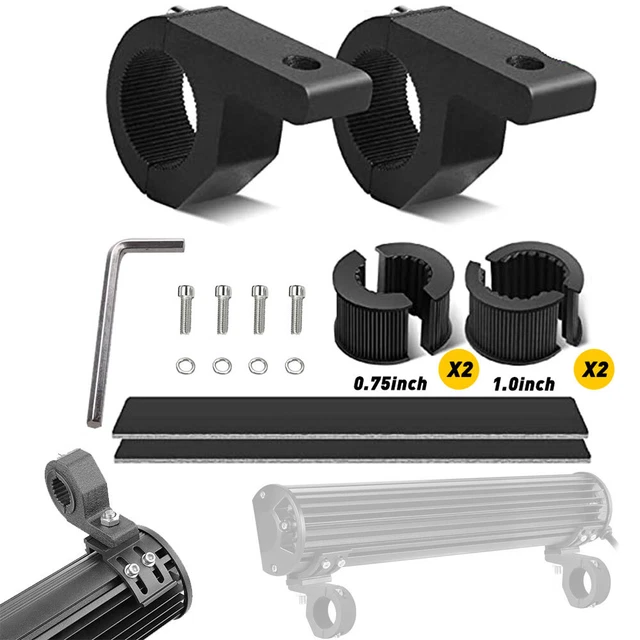 2x 1.25" Tube BullBar Mount Bracket Clamps Fog Off Road Roof Cage LED Light Bar