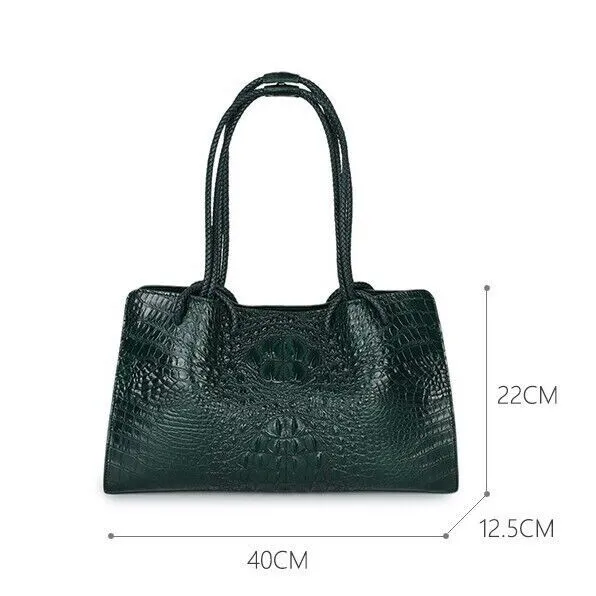Green Women's Crocodile Skin Bag Alligator Skin Genuine Leather Shoulder Bag