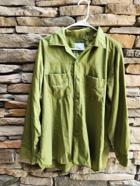VINTAGE 50S ARROW Gabanaro long sleeve mens green shirt size large
